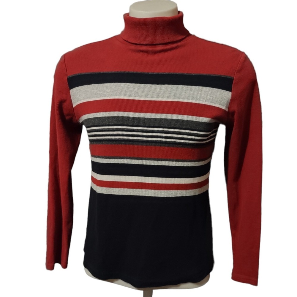 L.A. Blues Sweater Turtle Neck Woman's Adult X-Large  Red + Stripes Long Sleeves